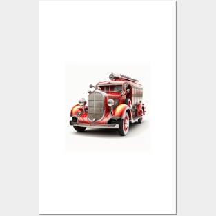 Art Deco Fire Truck Posters and Art